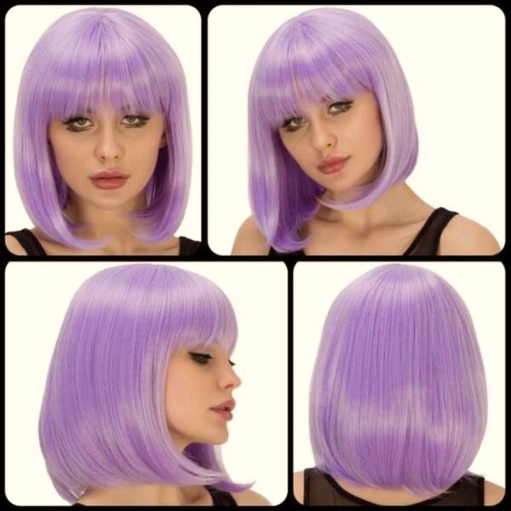 Lavender/Lilac Wig Short with Bangs